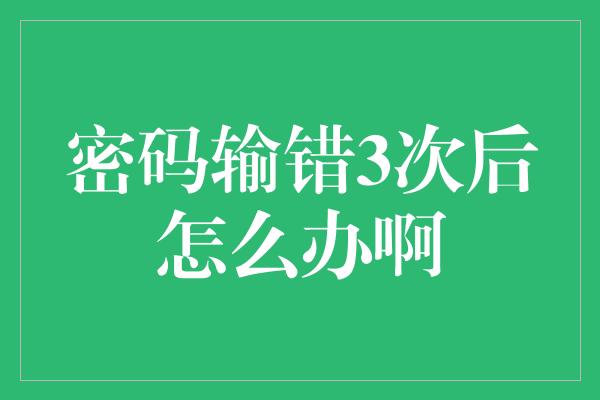 密码输错3次后怎么办啊