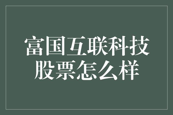 富国互联科技股票怎么样