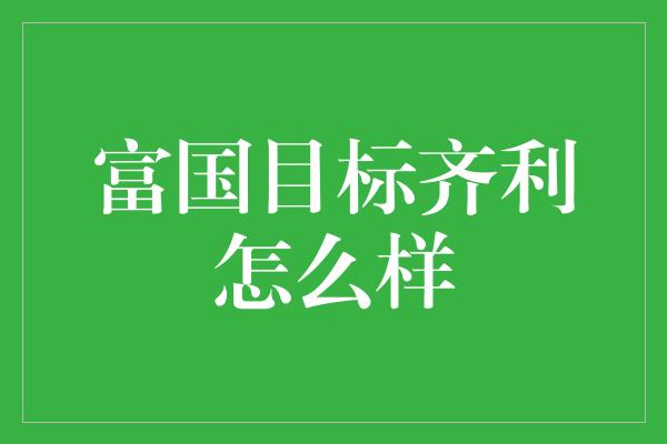 富国目标齐利怎么样