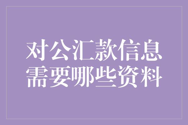 对公汇款信息需要哪些资料