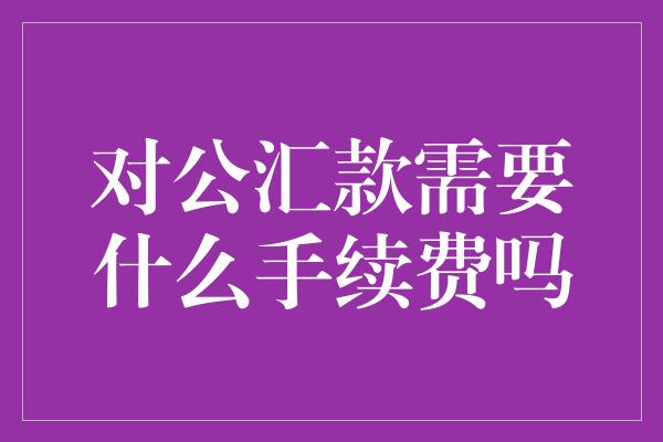 对公汇款需要什么手续费吗