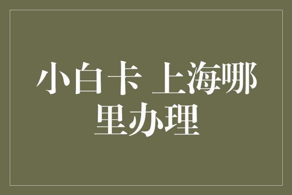 小白卡 上海哪里办理