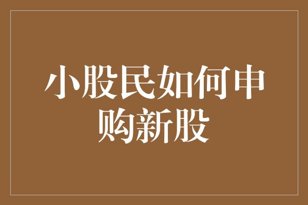 小股民如何申购新股