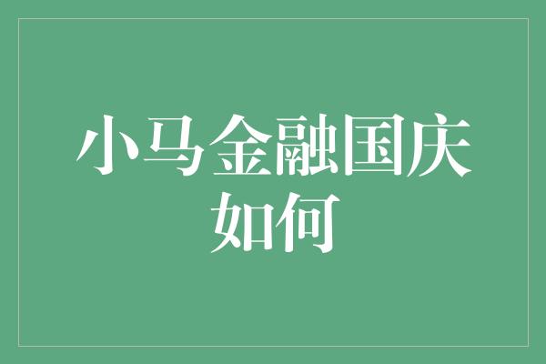 小马金融国庆如何