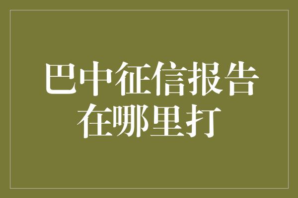 巴中征信报告在哪里打