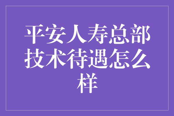 平安人寿总部技术待遇怎么样