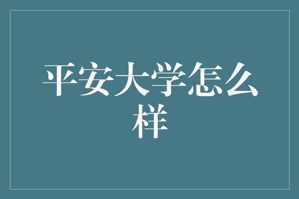 平安大学怎么样