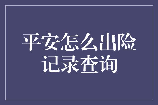 平安怎么出险记录查询