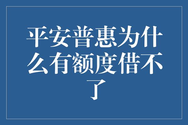 平安普惠为什么有额度借不了