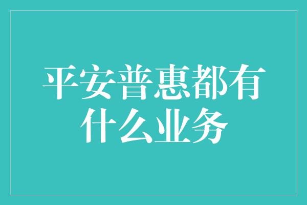 平安普惠都有什么业务