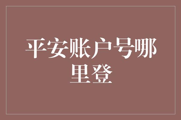 平安账户号哪里登