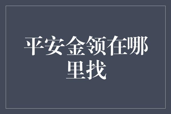 平安金领在哪里找