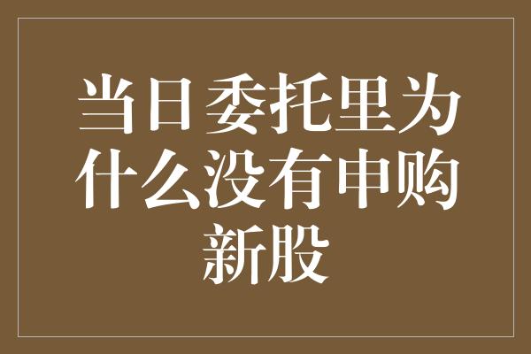 当日委托里为什么没有申购新股