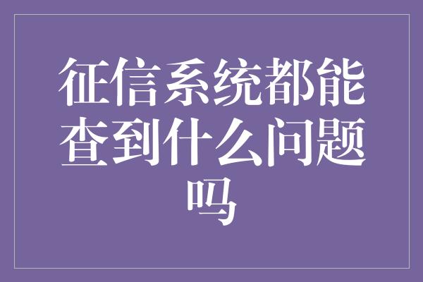 征信系统都能查到什么问题吗