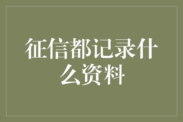 征信都记录什么资料