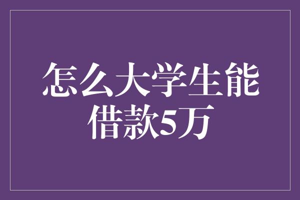 怎么大学生能借款5万