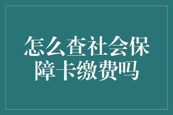 怎么查社会保障卡缴费吗