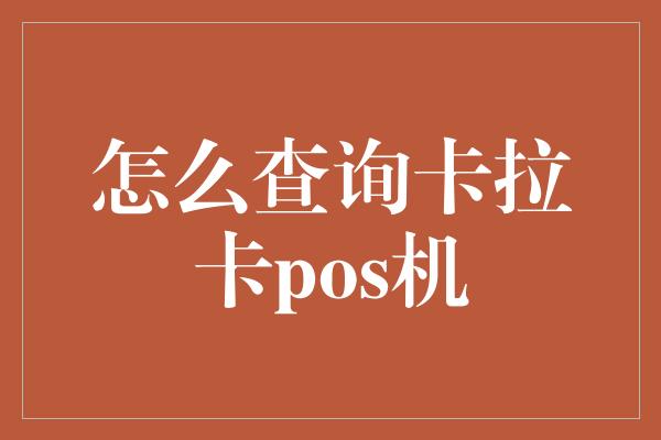 怎么查询卡拉卡pos机