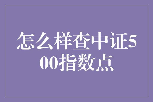 怎么样查中证500指数点