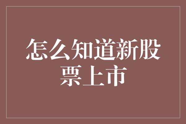 怎么知道新股票上市