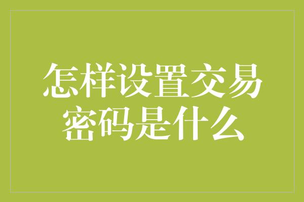 怎样设置交易密码是什么