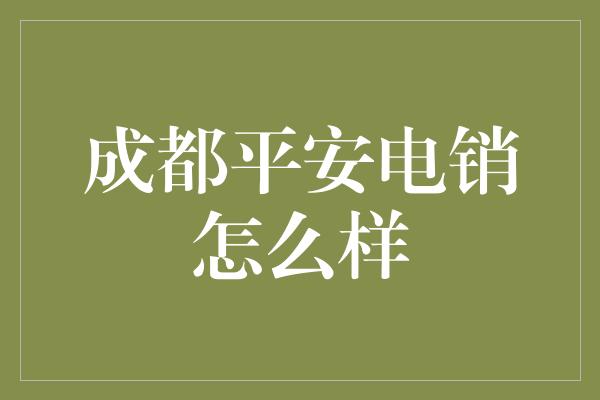 成都平安电销怎么样