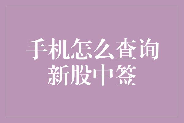 手机怎么查询新股中签