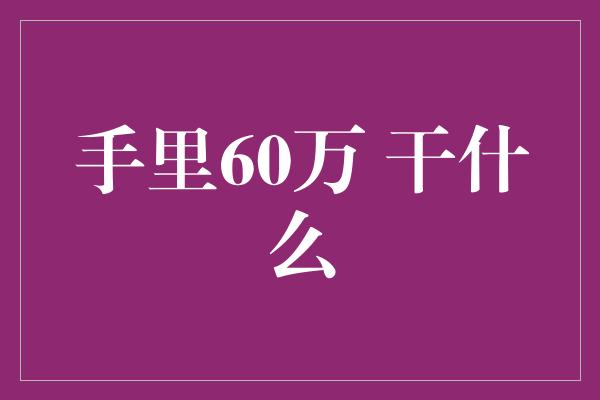 手里60万 干什么