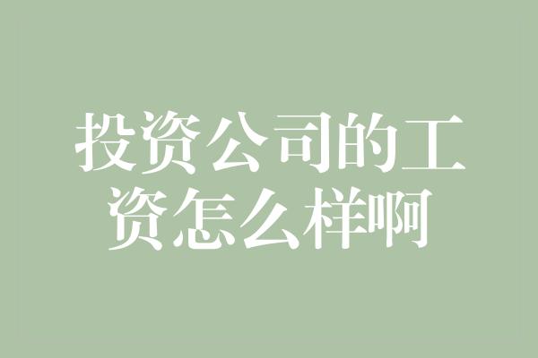 投资公司的工资怎么样啊