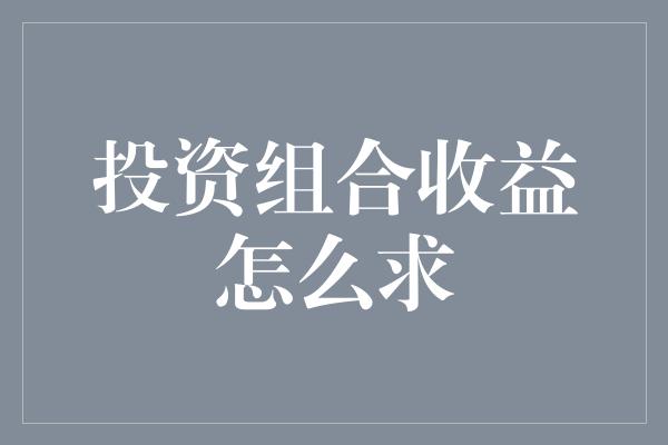 投资组合收益怎么求