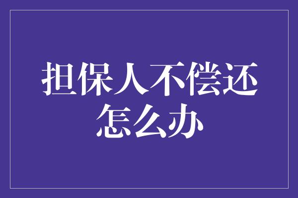 担保人不偿还怎么办