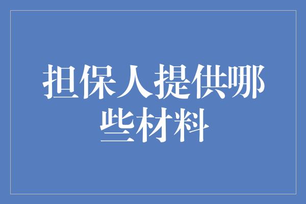 担保人提供哪些材料