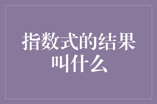 指数式的结果叫什么