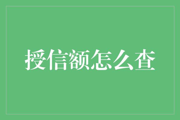 授信额怎么查