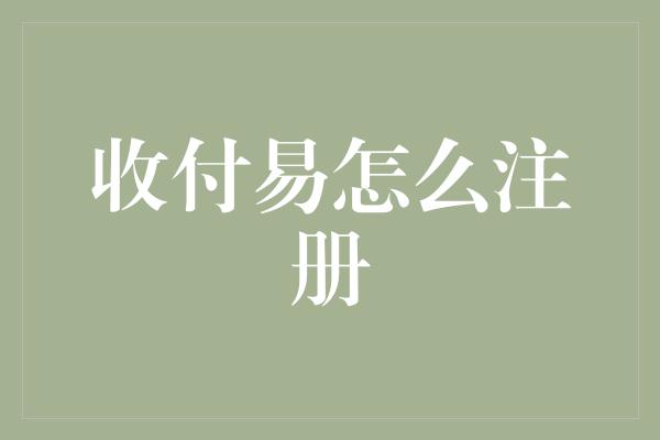 收付易怎么注册