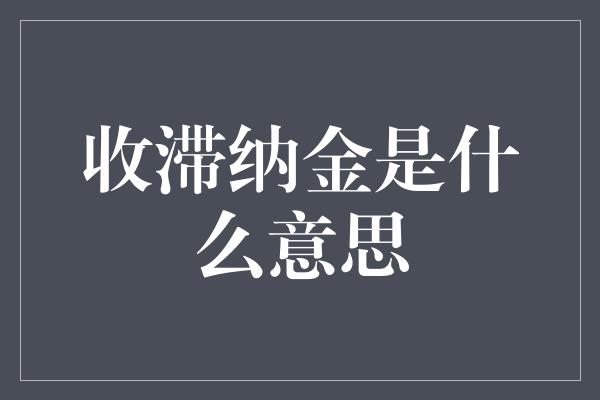 收滞纳金是什么意思