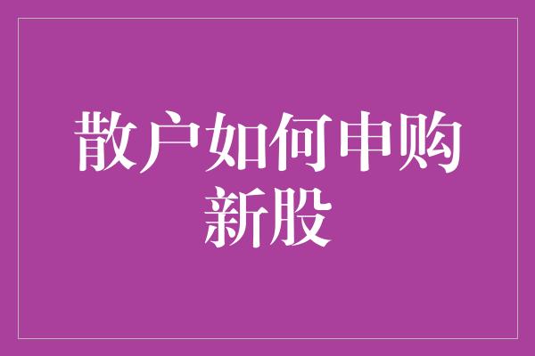 散户如何申购新股