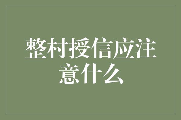 整村授信应注意什么