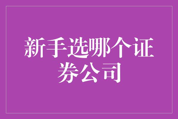 新手选哪个证券公司