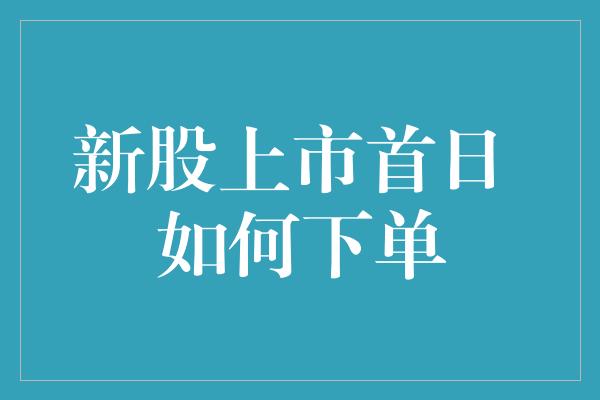 新股上市首日 如何下单