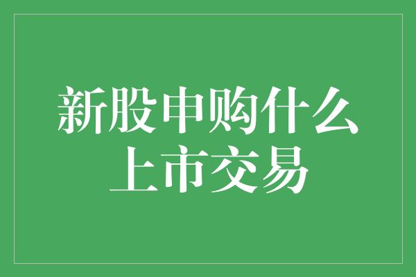 新股申购什么上市交易