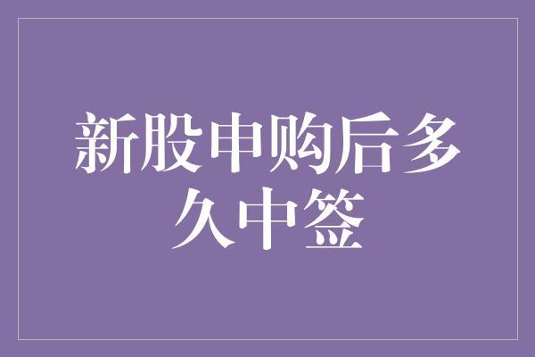 新股申购后多久中签