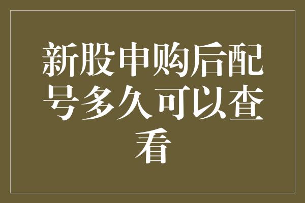 新股申购后配号多久可以查看