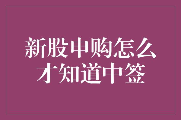 新股申购怎么才知道中签