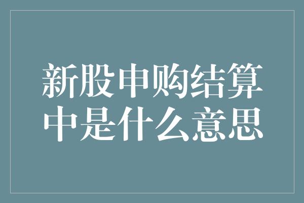 新股申购结算中是什么意思