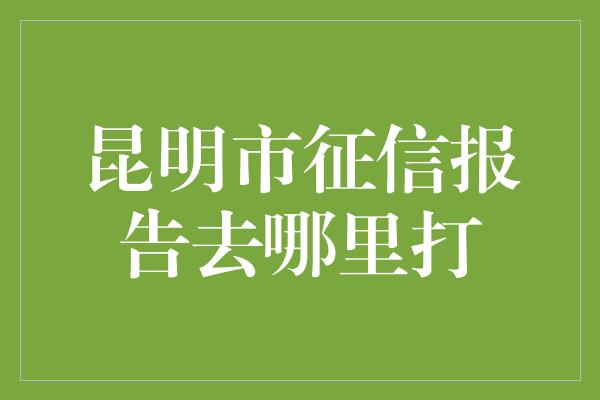 昆明市征信报告去哪里打