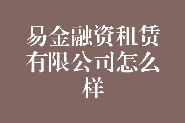 易金融资租赁有限公司怎么样