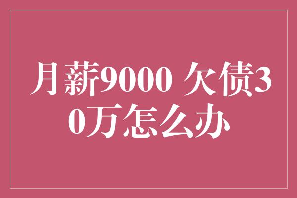 月薪9000 欠债30万怎么办