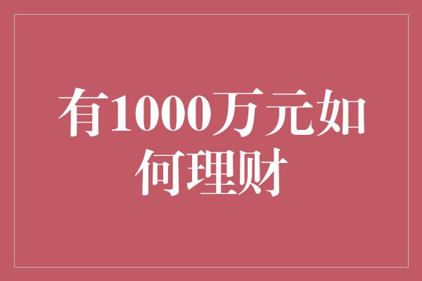 有1000万元如何理财