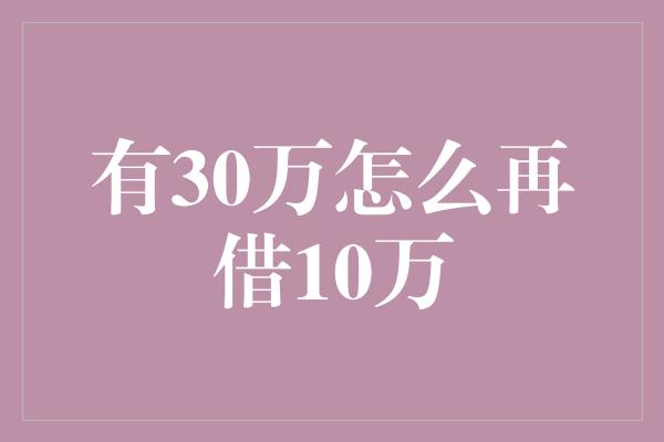 有30万怎么再借10万